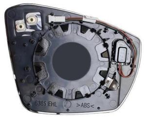 Verre miroir gauche asphérique degivrant avec support avec système capteur depassement pour SKODA OCTAVIA de 2013 à 2016, Neuf