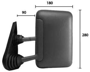 Rétroviseur gauche manuel bras court 90-280*180 modèle 11/89>5/96 pour IVECO NEW DAILY de 1989 à 2000, Neuf