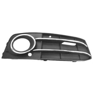 Grille droite avec trou antibrouillard pare-chocs avant avec contour et 2 profils chromées pour AUDI A4 de 2007 à 2011, Neuve