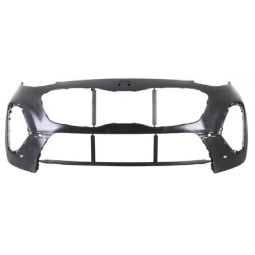 Pare-chocs avant noir-lisse a primer-avec trous radar+supports-avec traces park assist pour KIA SPORTAGE 9/18 > depuis 2021, Neuf