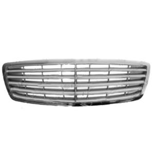 Grille radiateur complète chromé avec interne argent pour MERCEDES (W220) CLASSE S de 2002 à 2005, Neuve