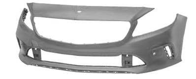 Pare-chocs avant avec trous radars stationnement avec trou moulure à peindre pour MERCEDES (W176) CLASSE A de 2015 à 2018, Neuf