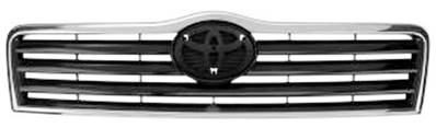 Grille radiateur noire avec profils chromée pour TOYOTA AVENSIS de 2003 à 2006, Neuve