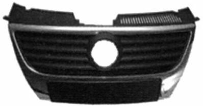 Grille radiateur avec profils noirs et cadre chromé pour VOLKSWAGEN PASSAT de 2005 à 2010, Neuve