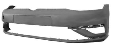 Pare-chocs avant à peindre modèle avec porte plaque pour VOLKSWAGEN GOLF VII de 2016 à 2020, Neuf