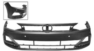 Pare-chocs avant avec 4 capteurs stationnement avec 2 capteurs park assist à peindre pour VOLKSWAGEN POLO de 2017 à 2021, Neuf