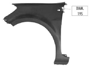 Aile avant gauche modèle avec cercle 16 pour RENAULT CLIO III de 2005 à 2009, Neuve