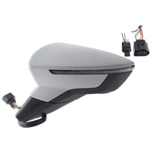 Rétroviseur gauche électrique degivrant avec indicateur direction à peindre avec système capteur depassement 8 épingle pour SEAT ARONA depuis 2017, Neuf