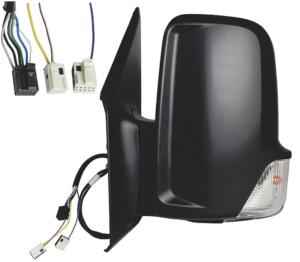 Rétroviseur gauche électrique degivrant avec indicateur direction avec bras court noir 9 épingle 3 connecter. pour MERCEDES (W906) SPRINTER depuis 2018, Neuf