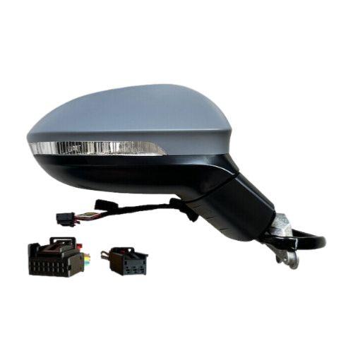 Rétroviseur droit électrique degivrant rabattable avec mémoire, indicateur lumière de courtoisie à led et coque de rétroviseur apprêt avec fonction ligne assist - 13 + 3 épingle pour VOLKSWAGEN GOLF VIII depuis 192020, Neuf