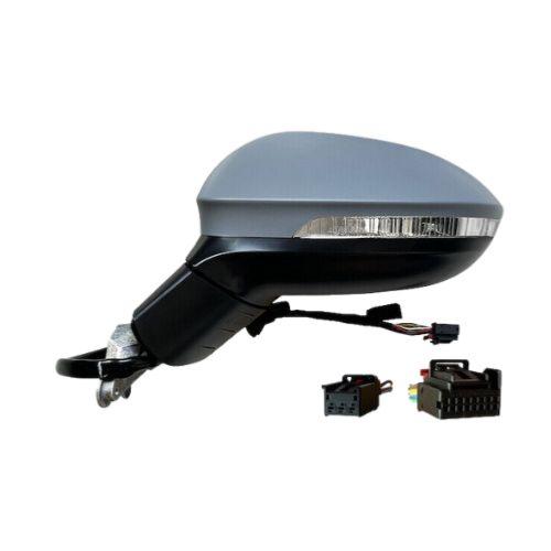 Rétroviseur gauche électrique degivrant asphérique rabattable avec mémoire, indicateur lumière de courtoisie à led et coque de rétroviseur apprêt avec fonction ligne assist - 13 + 3 épingle pour VOLKSWAGEN GOLF VIII depuis 192020, Neuf