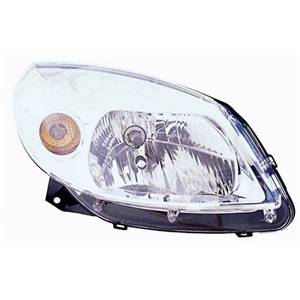 Phare optique h4 droit avec corps chromée pour DACIA SANDERO de 2008 à 2012, Neuf