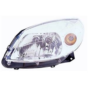 Phare optique h4 gauche avec corps chromée pour DACIA SANDERO de 2008 à 2012, Neuf
