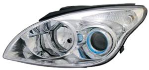 Phare optique gauche h1+h7 avec corps chromée pour HYUNDAI i30 de 2007 à 2012, Neuf