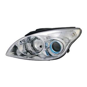Phare optique gauche h1+h7 avec corps chromée pour HYUNDAI i30 de 2007 à 2012, Neuf