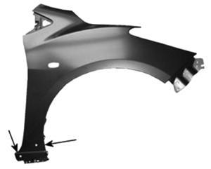Aile avant droite avec trou sans spoilers latéral avec trou moulure pour MAZDA 2 de 2007 à 2014, Neuve