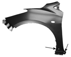 Aile avant gauche avec trou sans spoilers latéral avec trou moulure pour MAZDA 2 de 2007 à 2014, Neuve