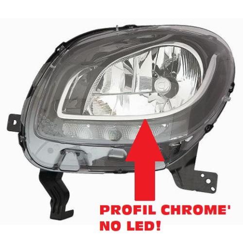 Phare optique h4 gauche à led avec corps noir pour SMART FORTWO depuis 2014, Neuf