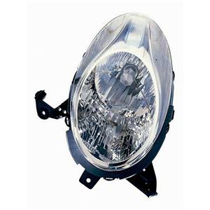 Phare optique h4 droit avec corps chromée avec profil supérieur noir modèle 9/07>10/10 pour NISSAN MICRA de 2005 à 2010, Neuf