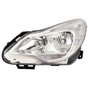 Phare optique h1+h7 gauche avec corps chromée pour OPEL CORSA D RY de 2011 à 2014, Neuf