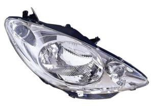 Phare optique h4 droit avec corps chromée pour PEUGEOT 1007 depuis 2005, Neuf