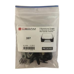 Kit vis et fixation complet POUR ASSEMBLÉE PARE-CHOCS AVANT pour PEUGEOT 207 de 2006 à 2009,