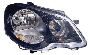 Phare optique h7+h1 droit avec corps noir pour VOLKSWAGEN POLO de 2005 à 2009, Neuf