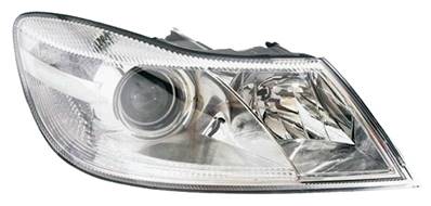 Phare optique h7+h1 droit avec corps chromée pour SKODA OCTAVIA de 2009 à 2013, Neuf