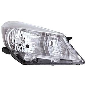 Phare optique h4 droit avec corps chromée avec profil supérieur gris sombre pour TOYOTA YARIS de 2011 à 2014, Neuf