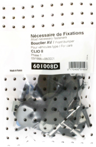 Kit vis et fixation complet POUR ASSEMBLÉE PARE-CHOCS AVANT pour RENAULT CLIO II de 1998 à 2001,